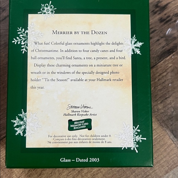 New 2003 Hallmark keepsake Merrier by the Dozen miniature glass Ornament set - Picture 2 of 2